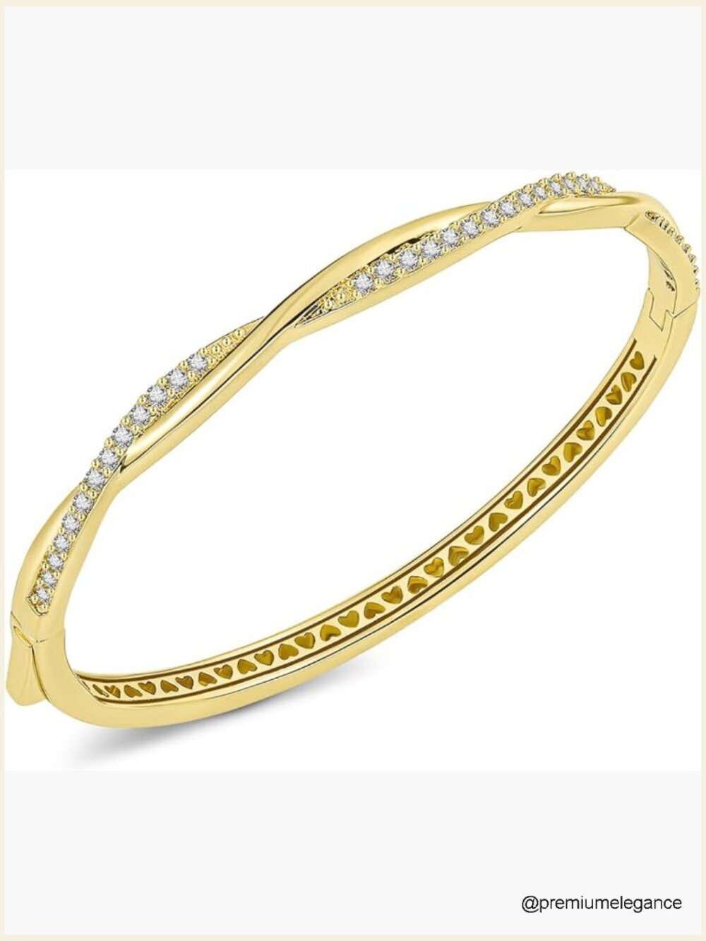 Moissanite Infinity Twisted Bracelet 14K Gold Plated D VVS1 Stones Stackable